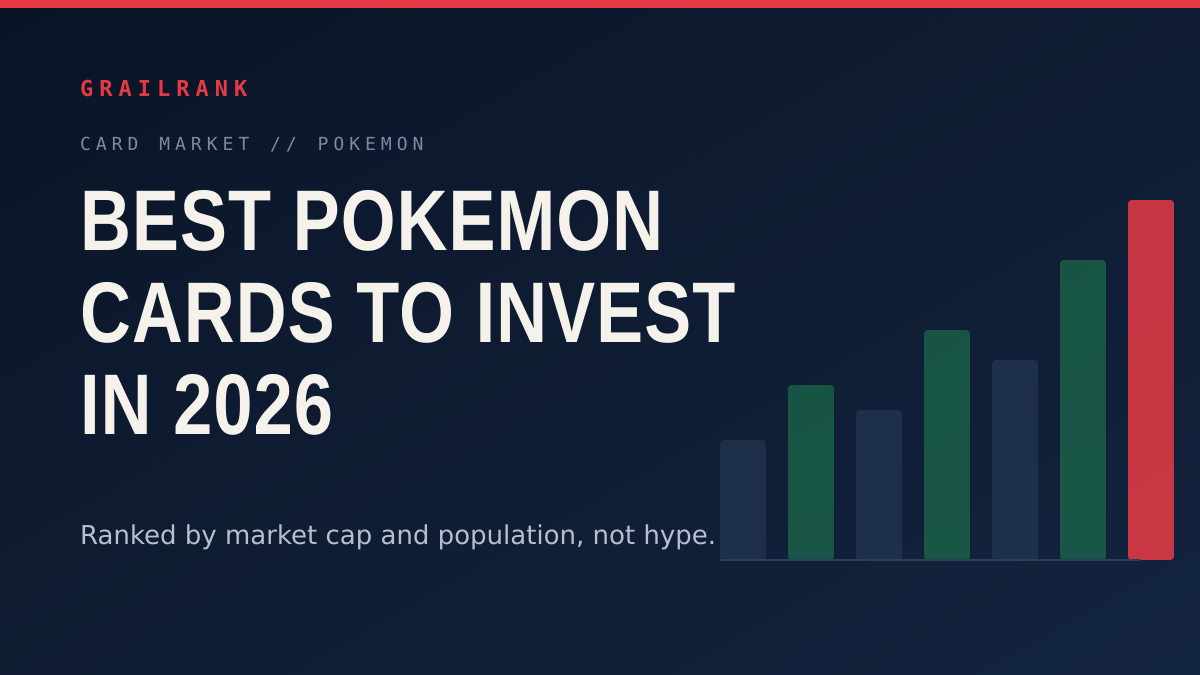 A ranked board of graded Pokemon cards scored by market value and population data